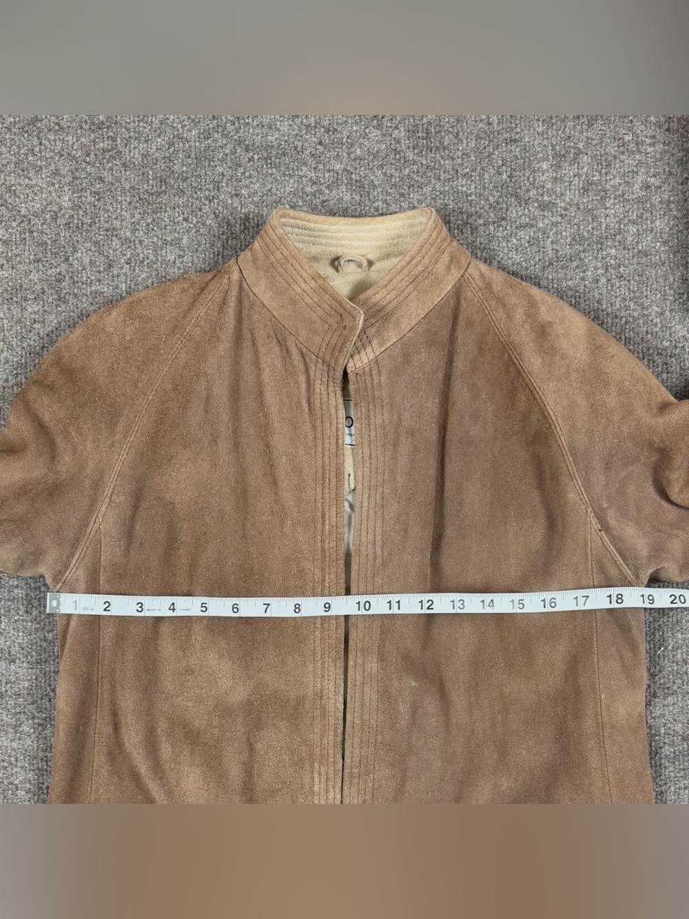 Vintage Lesoleil Suede Leather Open Front Jacket Women’s Small High Collar 90s - Picture 13 of 13